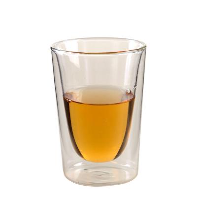 China Heat Resistant Coffee 260ml Double Shot Glass Wall Glass for sale