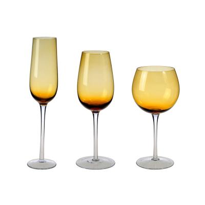 China Drinking Items Or Gift Large Amber Wine Glasses For Drinking Colored Glass for sale