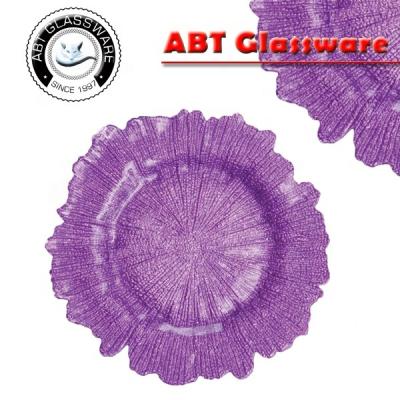 China Sustainable Stylish Blue Sea Sponge Charger Glass Dish For Home Decoration for sale