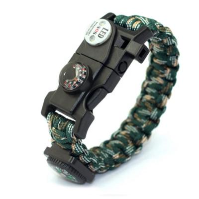 China Multifunctional Outdoor Gear LED Survival Military Bracelet For Men Emergency Whistle Outdoor Camping Tools for sale