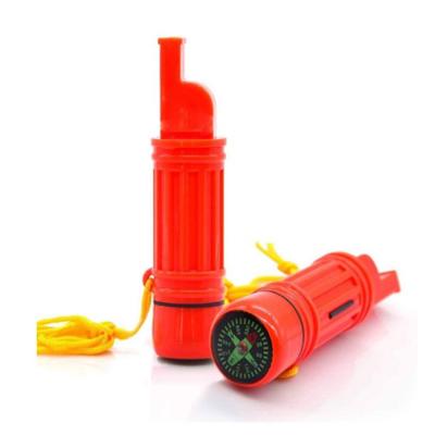 China Outdoor Camping Hiking Traveling 5 In 1 Multifunctional Emergency Survival Compass Whistle for sale