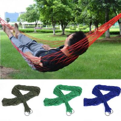 China Lightweight Portable Camping Hang Canvas Swing Bed Nylon Mesh Hammock Double Net Bed for sale