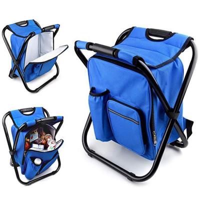 China Foldable Outdoor Portable Cooler Backpack Insulated Picnic Bag Folding Camping Stools Bag Cooler Chair Fishing Chair for sale