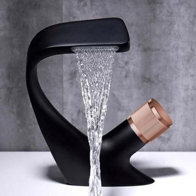 China Luxury Brass Water Mixer Taps Bathroom Sink Faucets Waterfall Metered Waterfall Basin Faucet Cold And Hot Navigate Faucet for sale