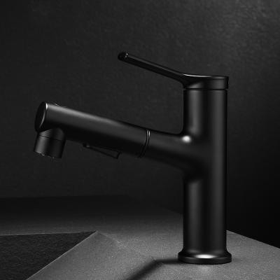 China Thermostatic Faucets Single Handle Two Spout Bathroom Gargle Faucet Pull Out Basin Faucet for sale