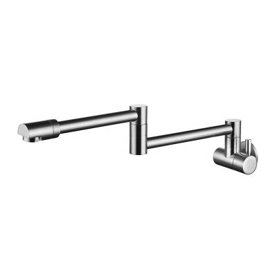 China Brushed Style Stainless Steel Nickel Wall Mounted Folding Single Cold Kitchen Faucet for sale