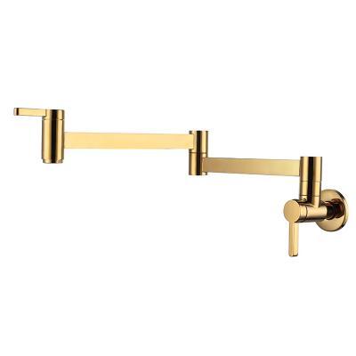 China Wall Mounted Brass Metered Swing Kitchen Pot Filler Folding Faucet Single Cold Water Taps Switch Double Taps for sale