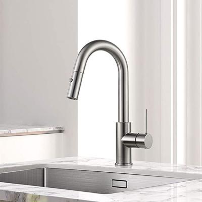 China Thermostatic Faucets Modern Style Stainless Steel 2 Function Setting Single Handle Pull Out With Sprayer Bar Sink Faucets for sale