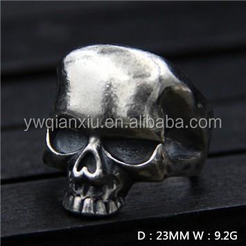 China Classic Fashion Gothic Skull 18k Gold Plated 925 Sterling Silver Jewelry Men Ring for sale