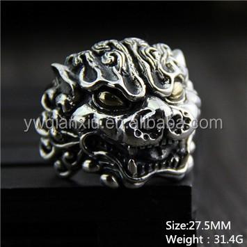 China Classic Rhodium Plating Skull Shape Low Price Metal OEM Stainless Steel Custom Men Ring for sale