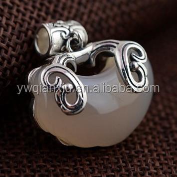 China 925 Large Labradorite Sterling Gemstone Labradorite Lock Charm Trendy Mexican Silver Themed Pendants for sale