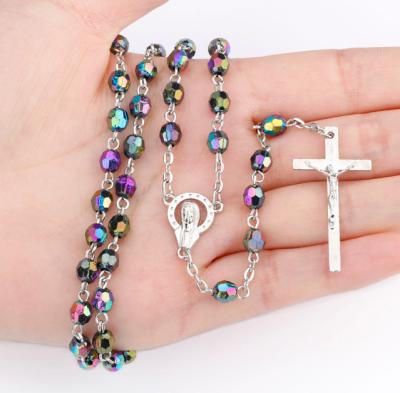 China 2022 CLASSIC Religious Christian Ornaments Cross Natural Bead Rosary Necklaces for sale