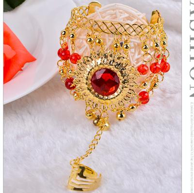 China Romantic Indian Bangle Set Crystal Belly Bollywood Style Faux Beads Rhinestone Bracelet Jewellry for sale