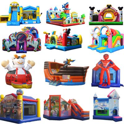 China Outdoor Entertainment Park Bounce And Water Comercial Modern Black Grade PVC Commercial Inflatable Bounce House With Slide for sale