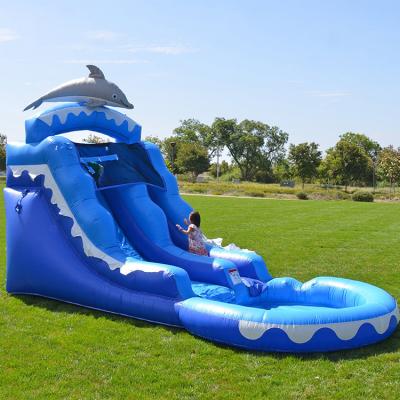 China Outdoor Entertainment Adult Large For Kids Castle Spray Gun Wholesale Bouncy Giant Inflatable Water Slide With Pool for sale