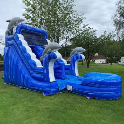 China Outdoor Entertainment 22ft White Kids Floating Commercial Inflatable Water Slide With Pool for sale