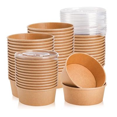 China Disposable Microwavable Kraft Paper Bowl Food Packaging Containers And Dishes For Rice And Water for sale