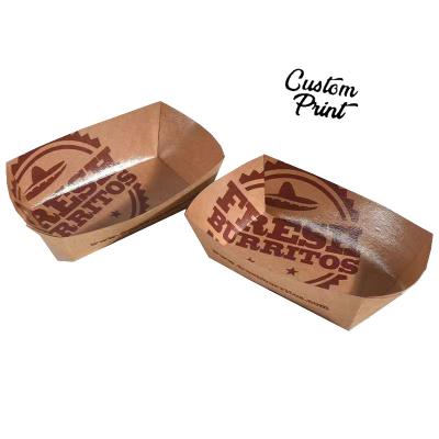 China Biodegradable Color Printed Ship Shaped Paper Food Tray For Burger Hot Dog Corn Dog Box for sale