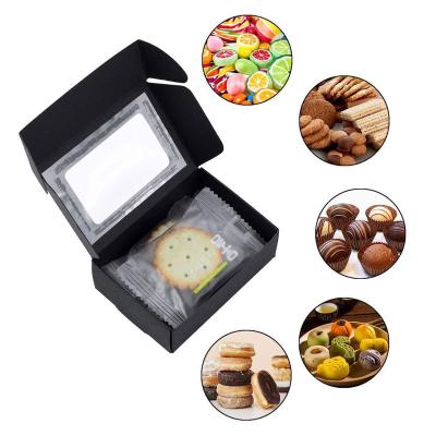 China Biscuit Candy Cake Drawer Display Gift Wrapping Paper Biodegradable Black Sensitive Packing Box With Clear PVC Window Cookie Box Packaging for sale