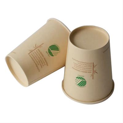 China Bamboo Fiber Disposable Biodegradable Single Wall Customized Printing Paper Cups For Hot Drinks for sale