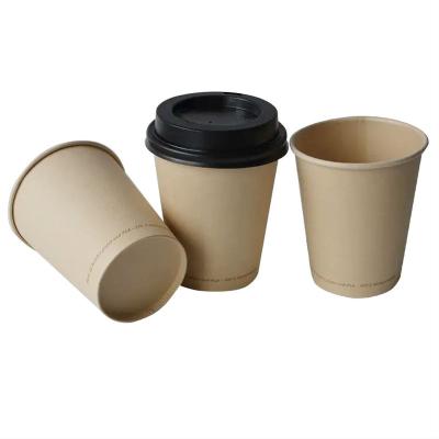 China Disposable Coffee Biodegradable Bamboo Tea Cup Disposable Coffee Pulp Fiber Tableware Disposable Paper Cup for sale