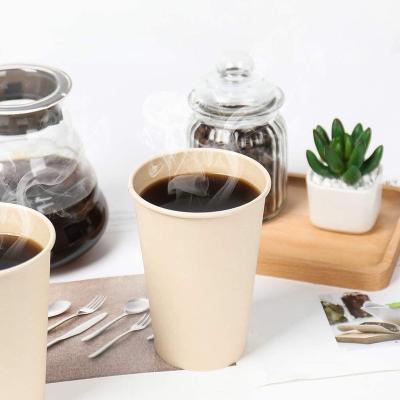 China 8oz 12oz 16oz Disposable Compostable Biodegradable Bamboo Paper Pulp Hot Cup with PLA Lid and Paper Lid for sale