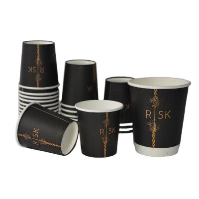 China Togo Disposable Coffee Cups with Lids 16oz, Disposable Black Coffee Cups, Double Wall Paper Coffee Cups for Hot Drinks for sale