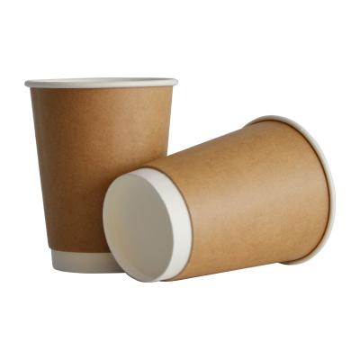 China 4oz 6oz 12oz 16oz Disposable Paper Biodegradable Double Kraft Insulated Custom Printed Disposable Hot Drinks Paper Coffee Cup With Lid for sale