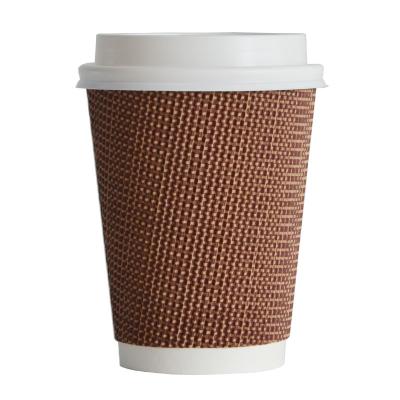 China 8/12/16/22 Ounce Disposable Coffee Cups With Lids Ripple, Ripple Wallpaper Coffee Cups, Disposable Ripple Wall Coffee Paper Cup With Lid for sale