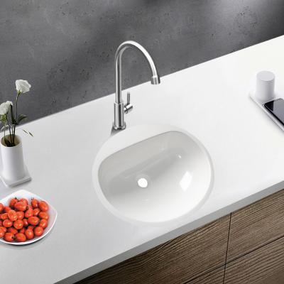 China Easy To Clean 2021 Customized White Small Size Solid Surface Round Single Bowl Artificial Kitchen Basin for sale