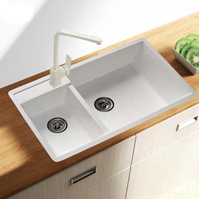 China Without Faucet Bathroom Solid Outdoor Wash Double Kitchen Sink Acrylic Resin Basin for sale