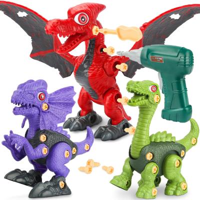 China Eco-Friendly Material Take Down Dinosaur Toys PULL BACK Construction Building Toys For Kids Ages 4-8 With Electric Drill for sale