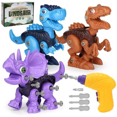 China Eco-friendly material take apart dinosaur toys with electric drill dinosaur toys for kids building toys birthday gifts for sale