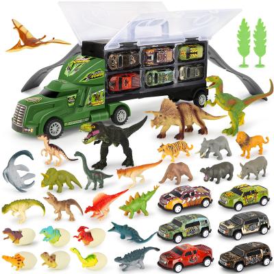 China Education Kids Plastic Dinosaur Transport Vehicle Truck Set Toys Dinosaur Models for sale