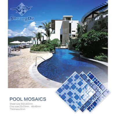 China Large 23mm 48mm 73mm 97mm Fast Delivery Glazed Floor Tiles Ice Crack And Furnace Stock Gloss Metallic And Solid Color Pool Tiles With Porcelain Quality for sale