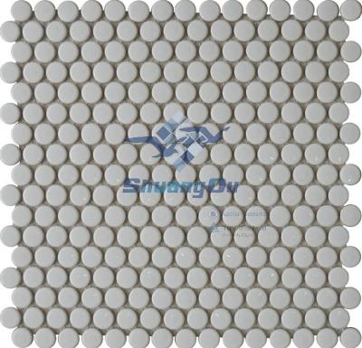 China 100% Parquet Porcelain Penny Shape Round Mosaic Slab in Matte Surface and Glossy Surface Y1908M for sale