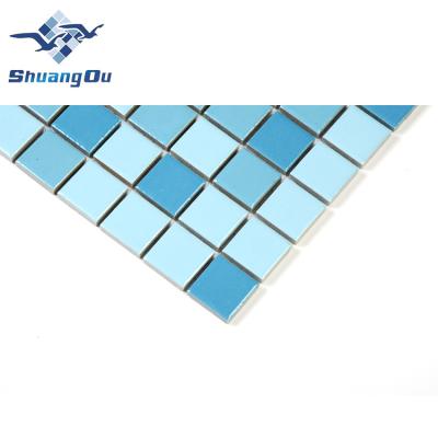 China Bathroom wall and floor tile cheap price tile glazed solid color square wall 23x23mm swimming pool ceramic mosaic for sale