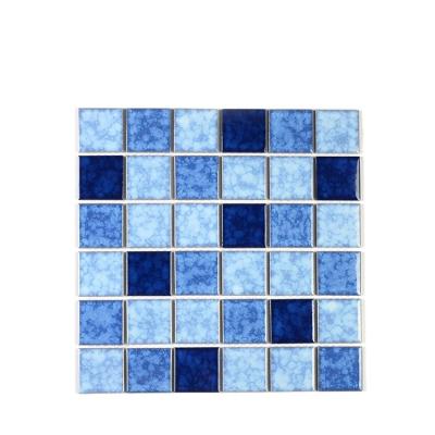 China Large Flooring Supply Porcelain DIY Y48B04 48x48mm Stock 2x2 Square Glazed Glossy Shiny Blue Ceramic Colbalt Mosaic Pool Slab for sale