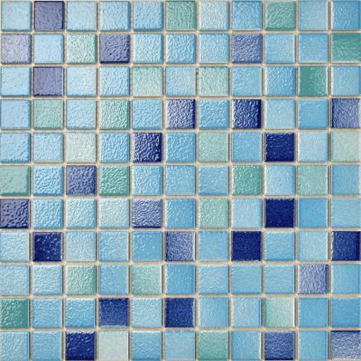 China New Design Hot Spring Parquet Floor Porcelain Mosaic Gradual Green Blue Color For Swimming Pool for sale