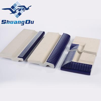 China Wholesale supply 240x115mm ceramic finger grip pool slab edging parquet running safe round edge 244x119mmsurrounding grip for sale