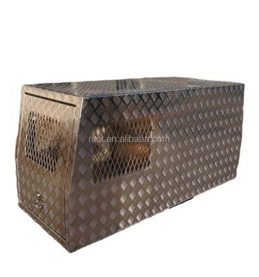 China Full-sealed silver checker plate aluminum tool box with dog cage, alloy tool box, dog cage tool box for sale