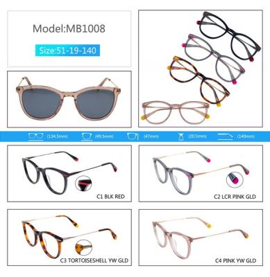 China Unisex Acetate and Metal ACETATE Optical Eyeglasses Spectacle Frame for Support Prescription Lens Vintage Myopic Eye for sale