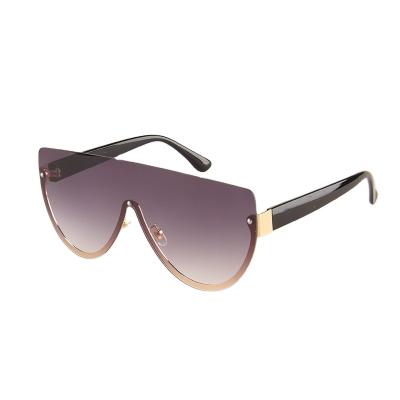 China Fashion Sunglasses Half Frame Flat Surface One Piece Glass Shades Sunglasses Metal Frame Big Plain Sun Glasses for sale