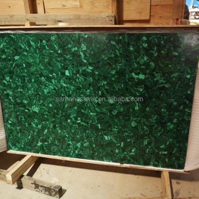 China Malachite Semiprecioius Slab Translucent Green Malachite Slab for sale