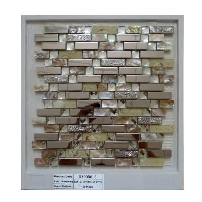 China CLASSIC stainless steel metal, shell, glass and stone mosaic tiles for wall kitchen backsplash for sale