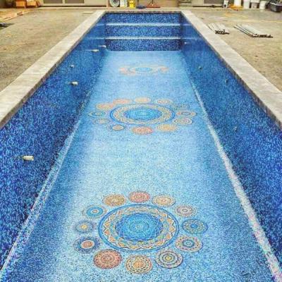 China Modern parquet factory supply crystal glass mosaic swimming pool slab for swimming pool wall slab for sale