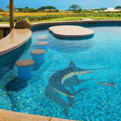 China High Quality Crystal Mosaic Blue Decoration Floor Pool Mosaic Flooring Slab For Design Dolphin for sale