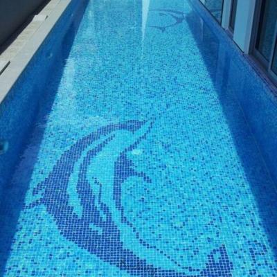 China Parquet Swimming Featured Design Dolphin Crystal Mosaic Tile Swimming Pool Ceramic Mosaics for sale