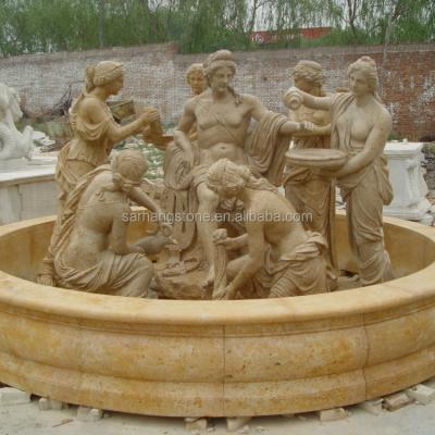 China Outdoor Or Indoor Decoration Marble Stone Carved Outdoor Water Fountain With Figure Statue for sale