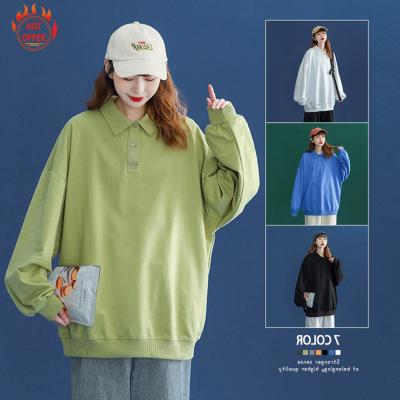 China White 65% Polyester 35% High Quality Sustainable Cotton Bigsize Vintage Wash Oversized Sweater Plus Size Women's Hoodies and Sweatshirts for sale